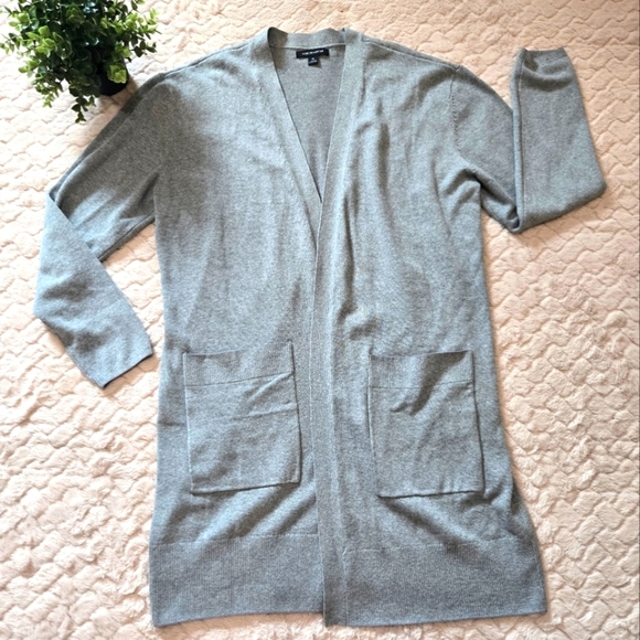 Mercer & Mettle Sweaters - Mercer + Mettle Gray Refined Knit Open-Front Long Cardigan Sweater, Size XL